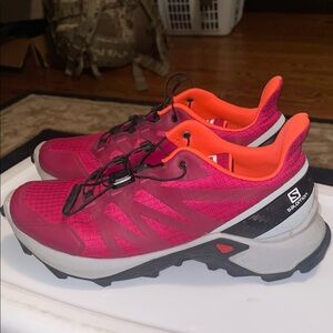 Salomon Pink and Orange Athletic Trail Shoes